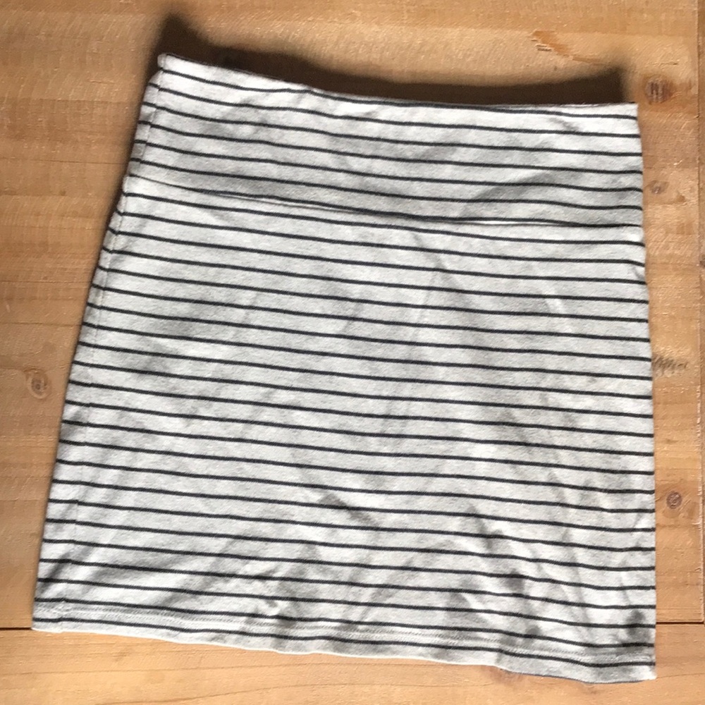 Grey and black striped skirt